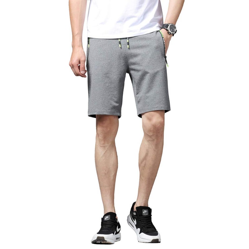 Tansozer Men's Casual Shorts Elastic Waist Comfy Workout Shorts Drawstring Summer Jogger Shorts with Zipper Pockets (Dark Gray, Large) - Image 4